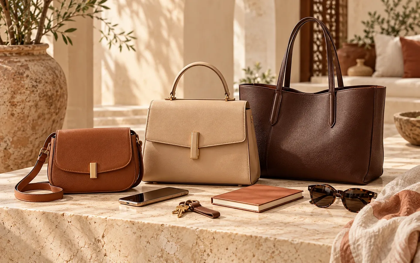 Trois sacs femme de tailles différentes pour choisir un modèle adapté au quotidien